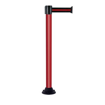 Poteau Alu Rouge laqué à sangle Noir/Rouge 4m x 50mm sur socle fixe - Novap