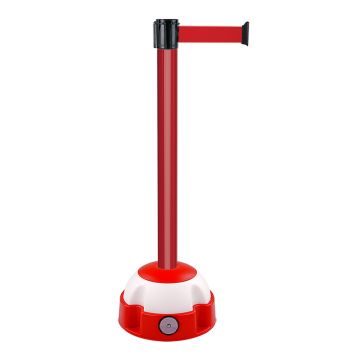 Poteau alu rouge à sangle rouge sur socle balise - Novap