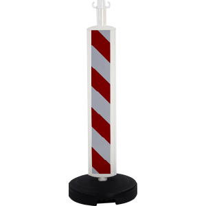 Poteau Haute visibilité Rouge/Blanc hauteur 75cm sur socle à lester 9kg - Novap
