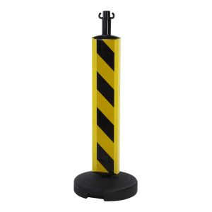 Poteau Haute visibilité Jaune/Noir hauteur 75cm sur socle à lester 9kg - Novap