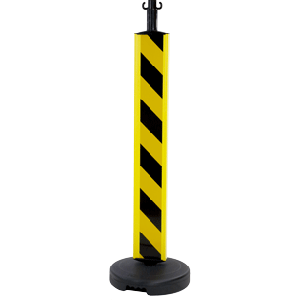 Poteau Haute visibilité Jaune/Noir hauteur 1m sur socle à lester 9kg - Novap 