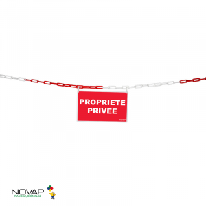 Kit de délimitation chaîne rouge/blanc et panneau propriété privée - 1365032