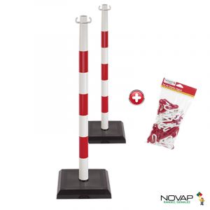 Kit 2 poteaux PVC lestés 3kg Rouge/Blanc - Novap
