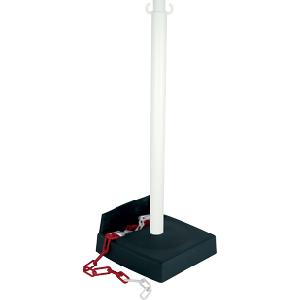 Poteau PVC Blanc avec réserve de chaîne sur socle lesté 6kg - Novap