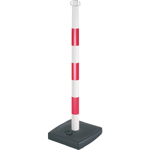 Poteau PVC Rouge/Blanc sur socle à lester 4kg - Novap