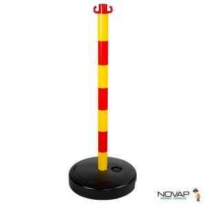 Poteau PVC Jaune/Rouge sur socle à lester 9kg - Novap