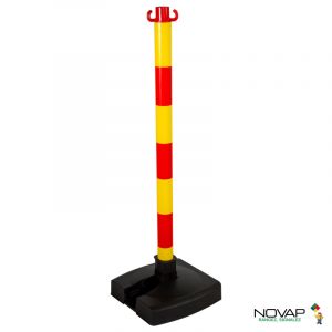 Poteau PVC Jaune/Rouge BI-POSE sur socle lesté 4kg - Novap