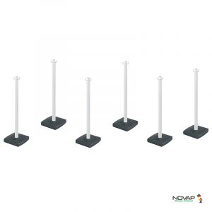 Kit de 6 poteaux PVC Blanc hauteur 90cm sur socle chantier 4kg a lester - 2001601