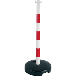 Poteau PVC Rouge/Blanc sur socle à lester 9kg - Novap