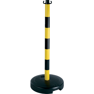 Poteau PVC Jaune/Noir sur socle à lester 9kg - Novap