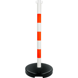 Poteau PVC Orange fluo/Blanc sur socle à lester 9kg - Novap