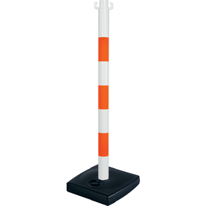 Poteau PVC Orange fluo/Blanc sur socle à lester 4kg - Novap