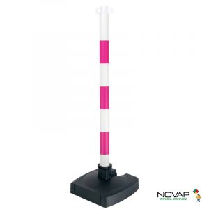 Poteau PVC Rose FME/Blanc BI-POSE sur socle lesté 4kg - Novap