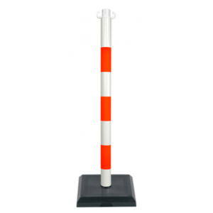 Poteau PVC Orange fluo/Blanc sur socle lesté 3kg - Novap