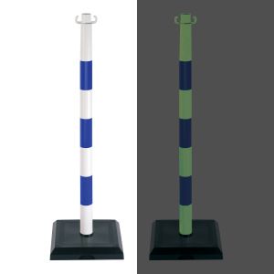 Poteau PVC Bleu/Photoluminescent sur socle lesté 3kg - Novap