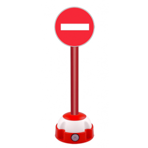 Poteau aluminium Rouge sur socle balise avec panneau - Sens interdit - Novap