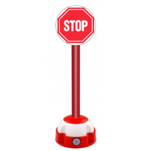 Poteau aluminium Rouge sur socle balise avec panneau - Stop - novap