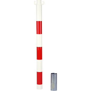 Kit de 2 poteaux acier Rouge/Blanc avec manchon - Novap