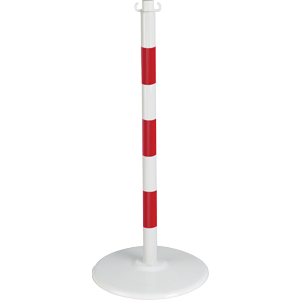 Poteau acier Rouge/Blanc sur socle Blanc - Novap