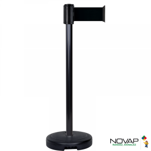 Poteau PVC Noir à sangle Noir hachuré 3m x 100mm sur socle 9kg à lester - Novap