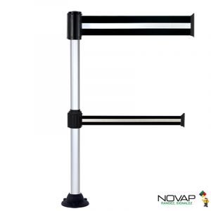 Poteau Alu anodisé à double sangles Noir/Argent 3m x 100 & 50mm sur socle fixe - 2900249