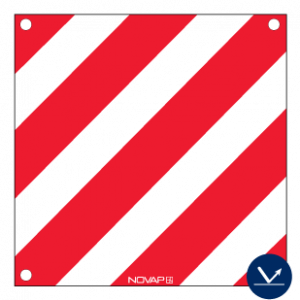 Panneau de signalisation avec œillet - Classe A 480x480mm - hachuré rouge/blanc - Novap