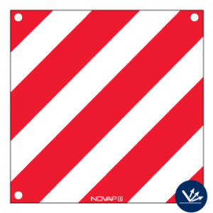 Panneau de signalisation avec œillet - Classe B 480x480mm - hachuré rouge/blanc - Novap
