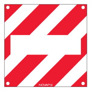 Panneau de signalisation + Zone neutre avec œillet - Standard 480x480mm - hachuré rouge/blanc - Novap