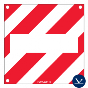 Panneau de signalisation + Zone neutre avec œillet - Classe A 480x480mm - hachuré rouge/blanc - Novap