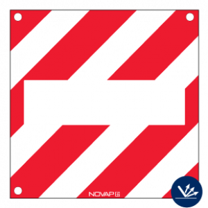 Panneau de signalisation + Zone neutre avec œillet - Classe B 480x480mm - hachuré rouge/blanc - Novap