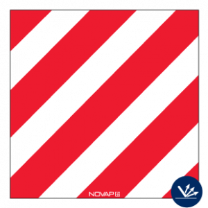 Panneau de signalisation sans œillet - Classe B 480x480mm - hachuré rouge/blanc - Novap