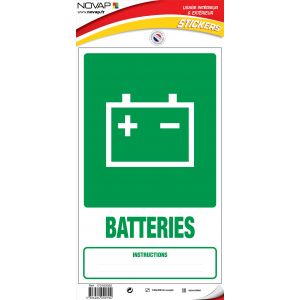 Panneau Dechets batteries - Vinyle adhésif 330x200mm - 4000794
