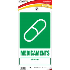 Panneau Dechets médicaments - Vinyle adhésif 330x200mm - 4000879