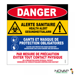 Panneau Danger alerte sanitaire - 480x480mm - Novap