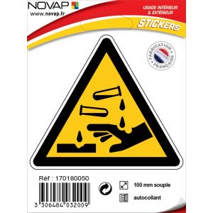 Panneau Danger substances corrosives - Adhésif Triangle 100mm - 4032009