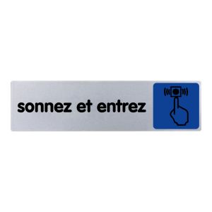 Plaquette de porte Sonnez et entrez - couleur 170x45mm - 4033563