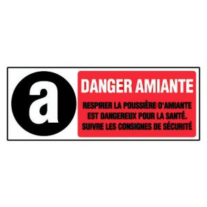 Panneau Danger amiante, respirer la poussière d'amiante est dangereux pour la santé. - Rigide 450x150mm - 4034362