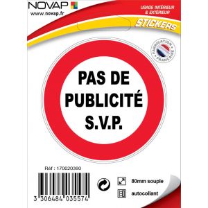 Panneau Pas de publicité SVP - Vinyle adhésif Ø80mm - 4035574