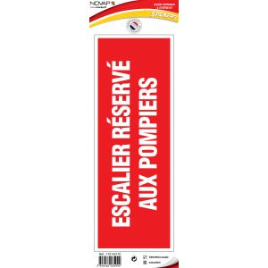 Panneau Escalier réservé aux pompiers - Vinyle adhésif 330x120mm - 4035994