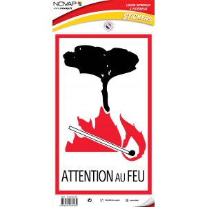 Panneau Attention au feu - Vinyle adhésif 330x200mm - 4036069