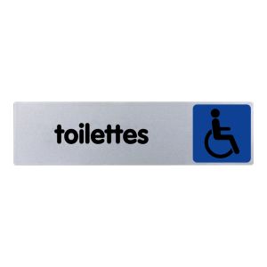 Plaquette de porte Toilettes avec logo handicapé - couleur 170x45mm - 4036731