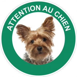 Panneau Attention au chien Yorkshire - Rigide Ø180mm - 4040356