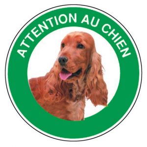 Panneau Attention au chien Cocker spaniel - Rigide Ø180mm - 4040417