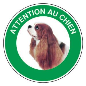 Panneau Attention au chien Cavalier king charles - Rigide Ø180mm - 4040424