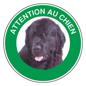 Panneau Attention au chien Terre-neuve - Rigide Ø180mm - 4040448