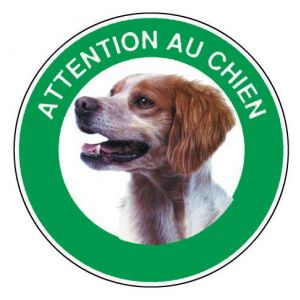 Panneau Attention au chien Epagneul breton - Rigide Ø180mm - 4040516