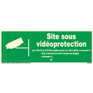 Panneau photoluminescent site sous vidéo protection - Rigide 330x120mm - Novap