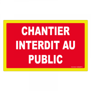 Adhésif Chantier interdit au public - haute visibilité - 330x200mm - Novap