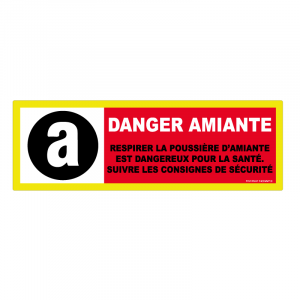 Panneau Danger amiante - haute visibilité - 450x150mm - novap