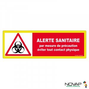 Panneau Alerte sanitaire - Mesure de précaution - haute visibilité - 450x150mm - Novap